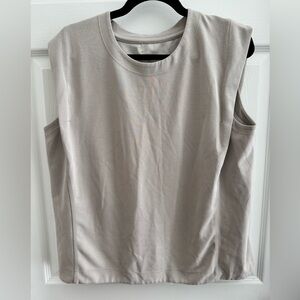 Athleta SeaSoft Sleeveless Tank Sweatshirt Top Large Taupe Athleisure